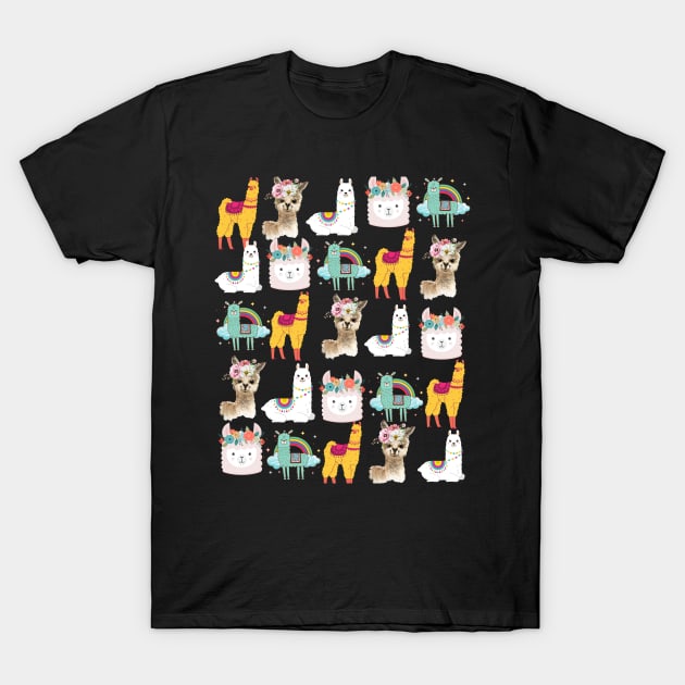 Beautiful Llamas - Pattern Llama T-Shirt by Animal Specials